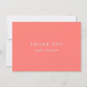 Tarjeta De Agradecimiento Boda Simple Coral Vibrante y Moderno
