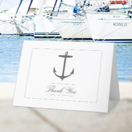Tarjeta De Agradecimiento Boda simple de ancla náutica | Blanco
