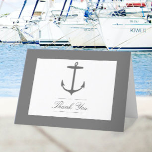Tarjeta De Agradecimiento Boda simple de ancla náutica Gris