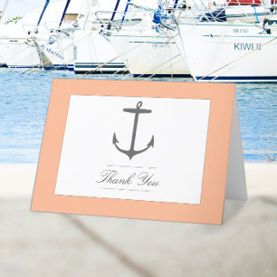 Tarjeta De Agradecimiento Boda simple de ancla náutica Peach