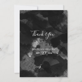 Tarjeta De Agradecimiento Boda Simple de Blanco y Negro