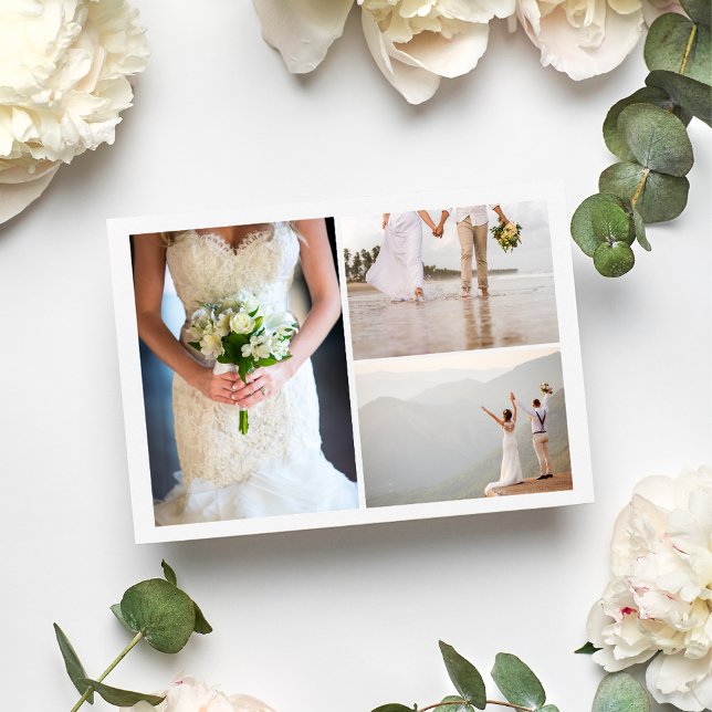 Tarjeta De Agradecimiento Boda simple de Collage de fotos Gracias (Simple Photo Collage Wedding Thank You)