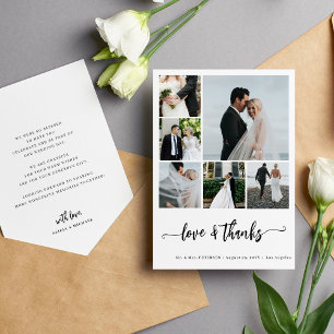 Tarjeta De Agradecimiento Boda simple de collage multifoto moderno