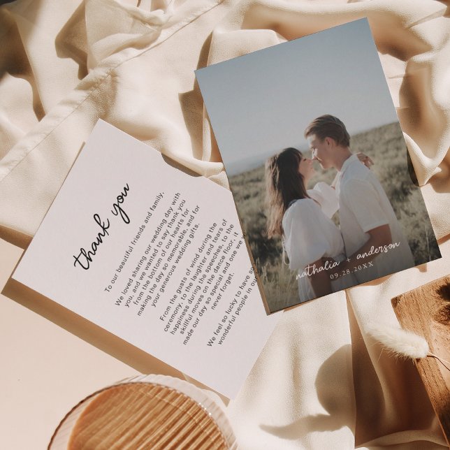 Tarjeta De Agradecimiento Boda simple de guiones fotográficos (Subido por el creador)