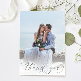 Tarjeta De Agradecimiento Boda simple de guiones fotográficos Gracias
