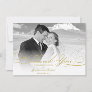 Tarjeta De Agradecimiento Boda simple de la foto elegante y elegante de la