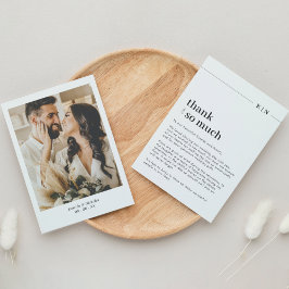 Tarjeta De Agradecimiento Boda simple de monograma fotográfico
