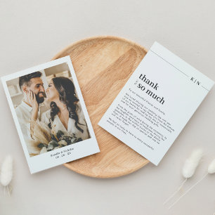 Tarjeta De Agradecimiento Boda simple de monograma fotográfico