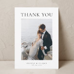 Tarjeta De Agradecimiento Boda simple elegante de fotografía W Note<br><div class="desc">Una simple tarjeta de agradecimiento de boda blanco y negro.</div>