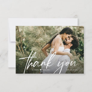 Tarjeta De Agradecimiento Boda simple en blanco trasero Foto moderna
