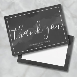 Tarjeta De Agradecimiento Boda Simple en Blanco y Negro
