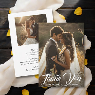 Tarjeta De Agradecimiento Boda Simple Foto Moderna