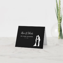 Tarjeta De Agradecimiento Boda simple gracias a Novias Blancas Negras Groom