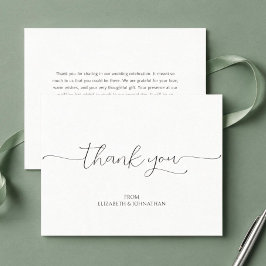Tarjeta De Agradecimiento Boda Simple Minimalista con Letra Negra y Blanca