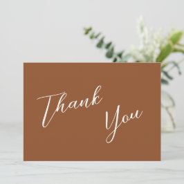 Tarjeta De Agradecimiento Boda Simple Minimalista Terra Cotta y Blanco