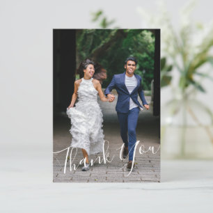 Tarjeta De Agradecimiento Boda Simple Moderna con Letra a Mano Personalizada