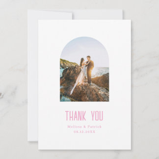 Tarjeta De Agradecimiento Boda Simple Moderna Ligera y Elegante de Color Ros
