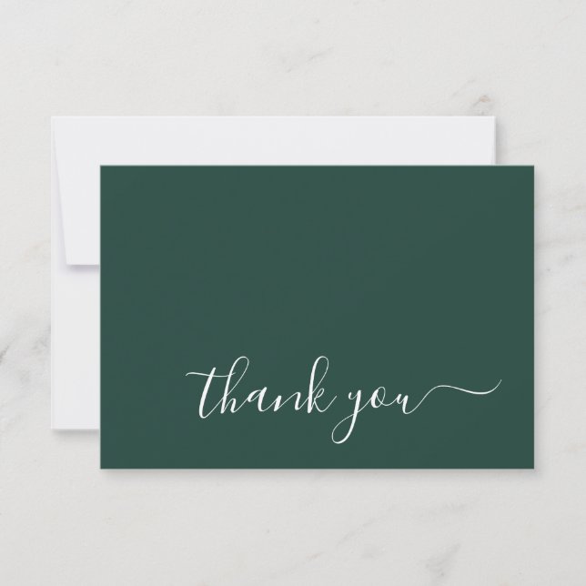 Tarjeta De Agradecimiento Boda simple moderno verde esmeralda (Anverso)