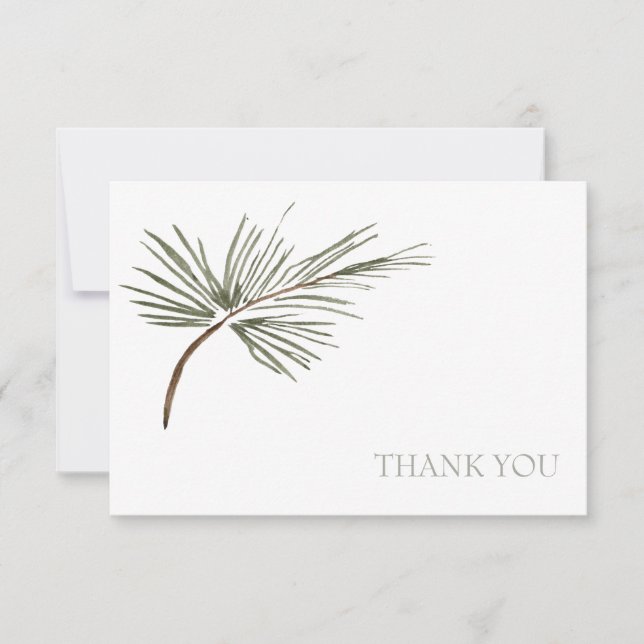Tarjeta De Agradecimiento Boda simple Pine Bough Custom Names Gracias (Anverso)