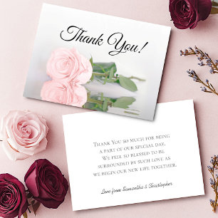 Tarjeta De Agradecimiento Boda Simple Rosa Espejada Rosa Blush Elegante