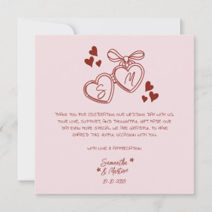 Tarjeta De Agradecimiento Boda Simple Rosa Garabato Manuscrito Caprichoso