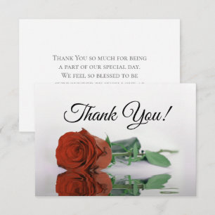 Tarjeta De Agradecimiento Boda Simple Rosa Naranja Elegante Reflejada