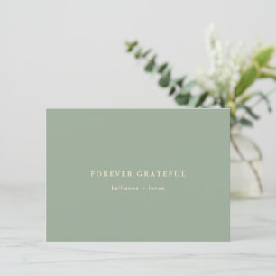 Tarjeta De Agradecimiento Boda Simple Verde Sage Moderno