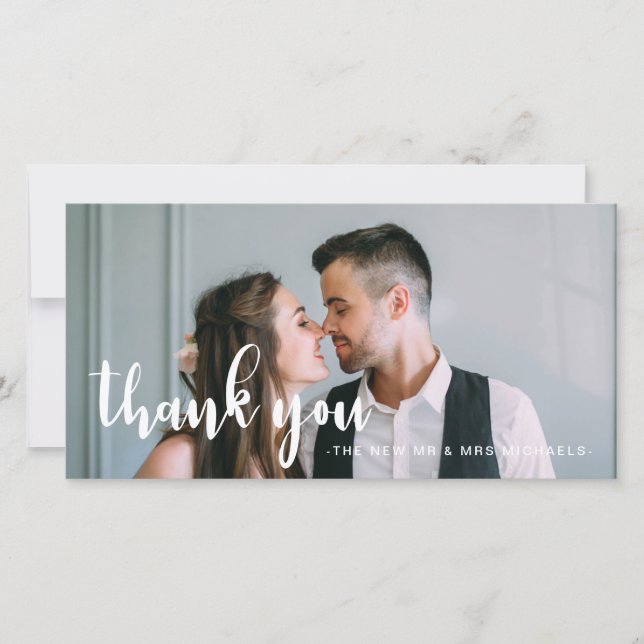 Tarjeta De Agradecimiento Boda simple y dulce gracias (Anverso)