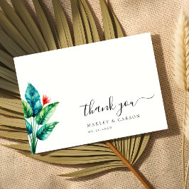 Tarjeta De Agradecimiento Boda simple y limpio de hojas de vegetación tropic