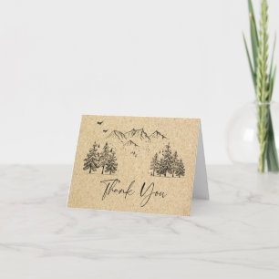 Tarjeta De Agradecimiento Boda Simulado de Montañas Forestales de Papel Kraf