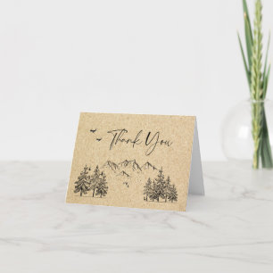 Tarjeta De Agradecimiento Boda Simulado de Montañas Forestales de Papel Kraf