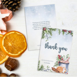 Tarjeta De Agradecimiento Boda Snowly Winter Hot Cocoa