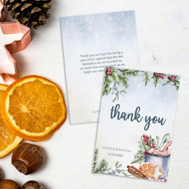 Tarjeta De Agradecimiento Boda Snowly Winter Hot Cocoa (Subido por el creador)