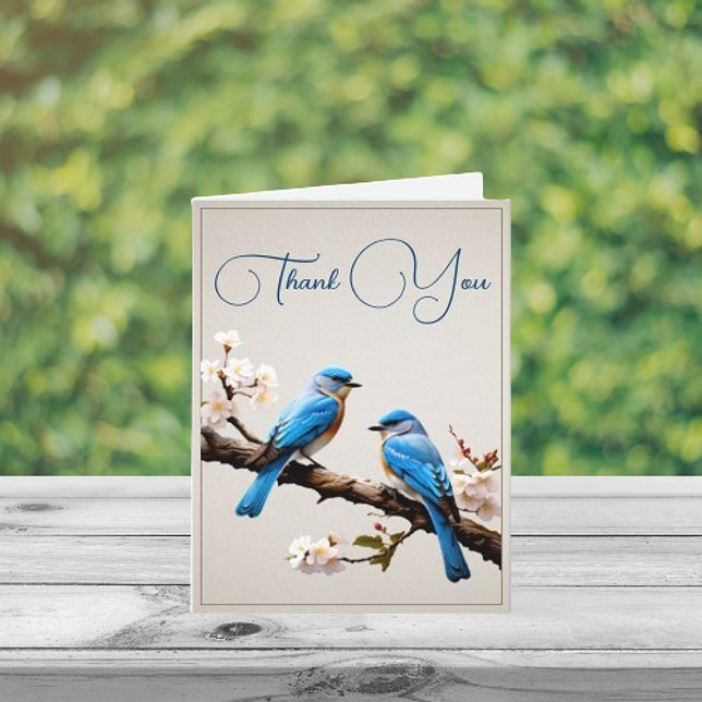 Tarjeta De Agradecimiento Boda Spring Bluebirds Gracias (Spring Bluebirds Wedding Thank You Card)