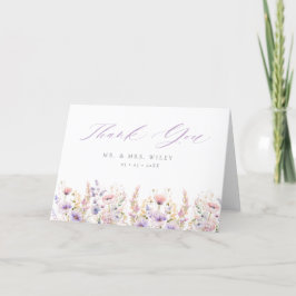 Tarjeta De Agradecimiento Boda Spring Lilac Wildflowers