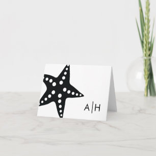 Tarjeta De Agradecimiento Boda Starfish plegado Gracias Cartas, Negro