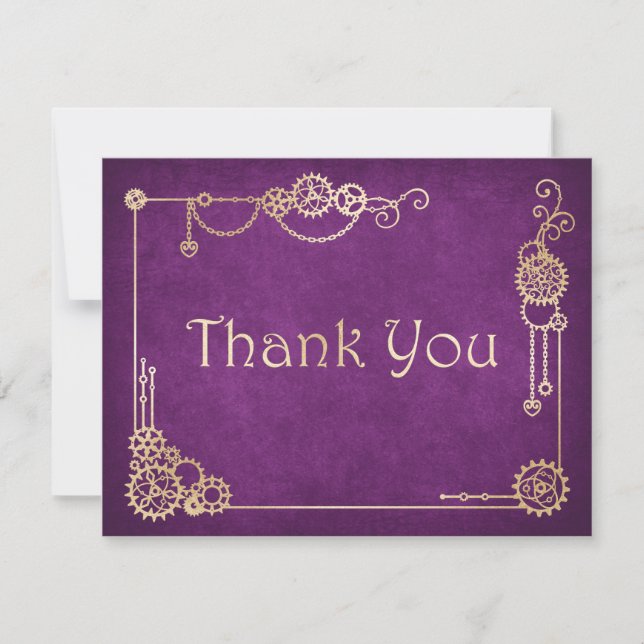 Tarjeta De Agradecimiento Boda Steampunk (Anverso)
