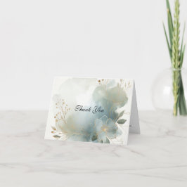 Tarjeta De Agradecimiento Boda suave dorado de color azul turbio