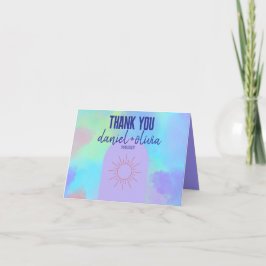 Tarjeta De Agradecimiento Boda suave púrpura profundo