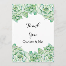 Tarjeta De Agradecimiento boda suculento de acuarela Gracias