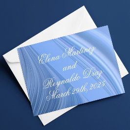 Tarjeta De Agradecimiento Boda Swirling Blue Satin