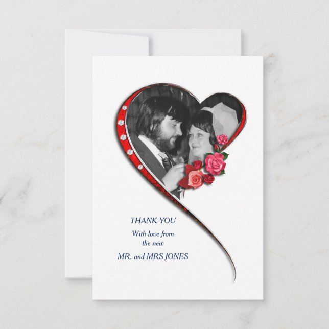 Tarjeta De Agradecimiento Boda Swirling Heart (Anverso)