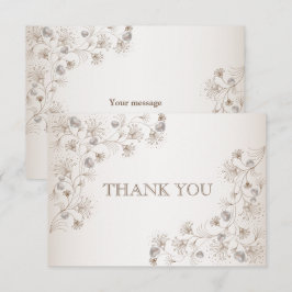 Tarjeta De Agradecimiento Boda Tan Patrón Floral Corazón Elegante Vintage