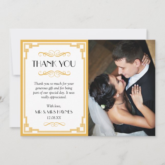Tarjeta de agradecimiento boda, Tarjeta plana Art  (Anverso)
