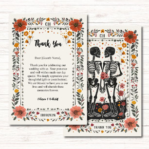 Tarjeta De Agradecimiento Boda Tarot Esqueleto Estilo Boho Letterpress
