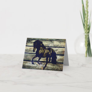 Tarjeta De Agradecimiento boda temática de caballo rústico de madera gris de
