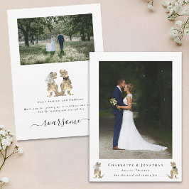 Tarjeta De Agradecimiento Boda Temático De Dinosaurios Foto Gracias