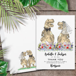Tarjeta De Agradecimiento Boda Temático De Dinosaurios Gracias
