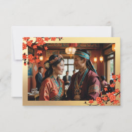 Tarjeta De Agradecimiento Boda tibetano con flores de cerezo