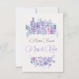 Tarjeta De Agradecimiento Boda tonos lila 